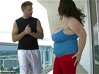 BBW Soccer Dam Double-barrelled and Fuck on Balcony